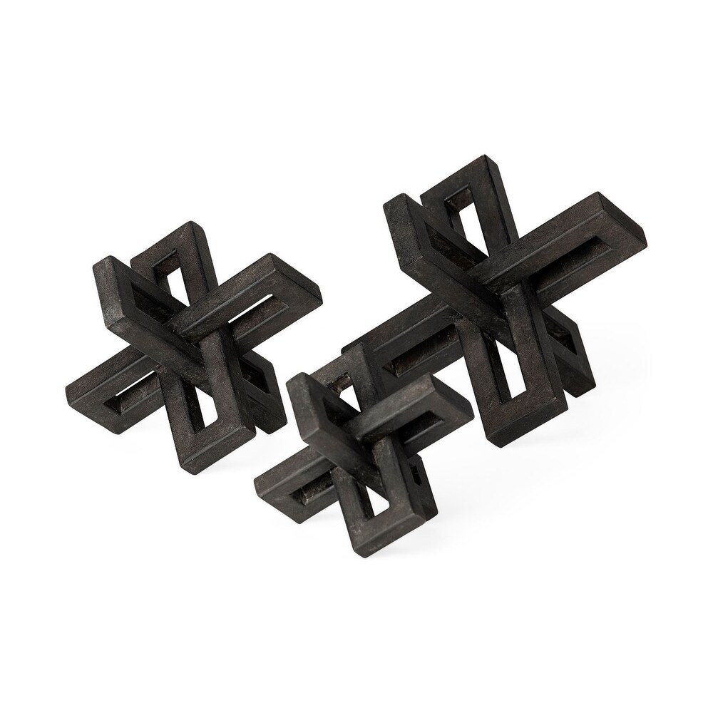 Aleph (Set of 3) Black Metal Small Medium   Large Jacks   4.0L x 4.0W x 4.0H