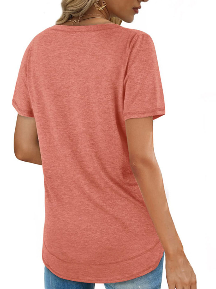 Round Neck Casual Loose Solid Color Short-sleeved T-shirt