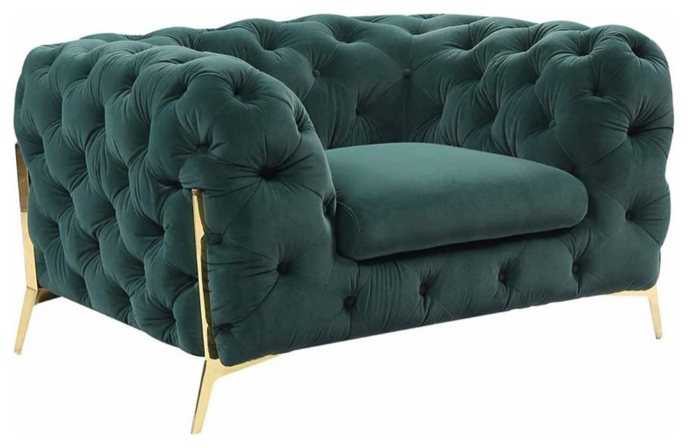 Divani Casa Quincey Transitional Velvet Accent Chair in Emerald Green   Midcentury   Armchairs And Accent Chairs   by Homesquare  Houzz