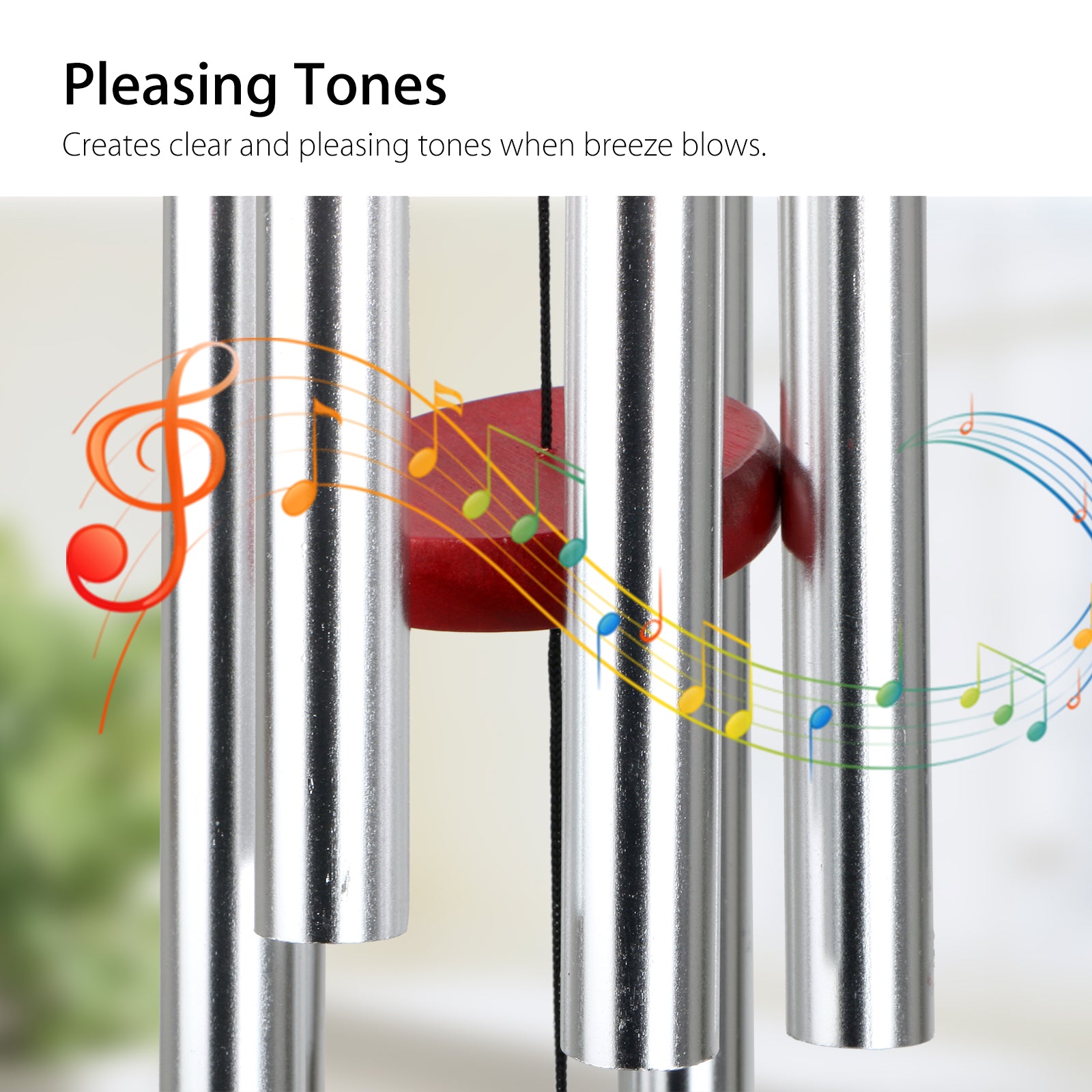 Wind Chimes Outdoor， 6 Aluminum Tubes Hanging Ornament Musical Melody Wind Bell for Patio， Garden and Outdoor Home