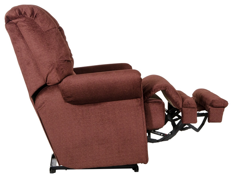 Barkley Power Lay Flat Recliner with Extended Ottoman in Red Polyester Fabric   Transitional   Recliner Chairs   by Homesquare  Houzz