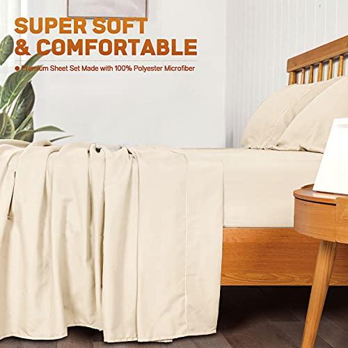 6 PC Hotel Premium Extra Soft 1800-Thread Deep Pockets, Hypoallergenic, Wrinkle & Fade & Stain Resistant Cooling Bedding Sheets King Size