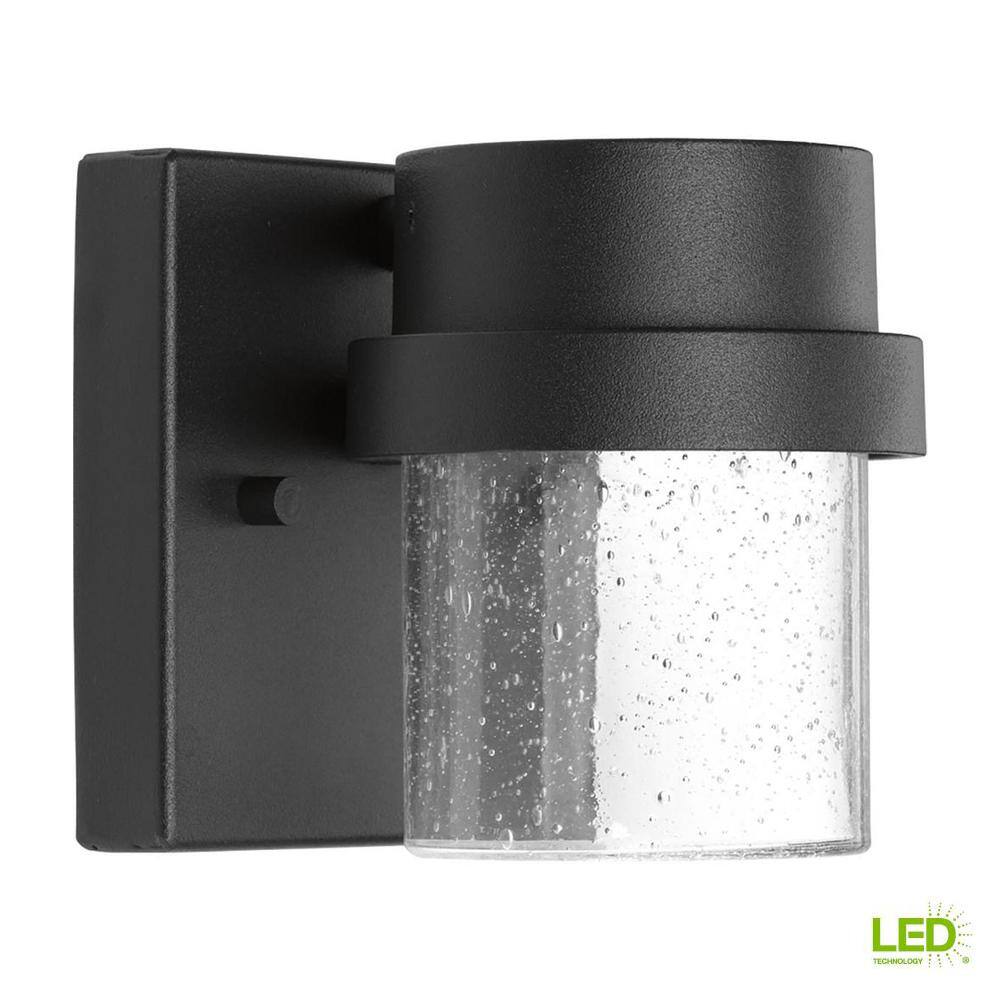 Progress Lighting Z-1060 LED Collection 1-Light Textured Black Clear Seeded Glass Modern Outdoor Wall Lantern Light P560073-031-30