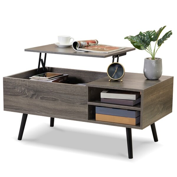 Lift-top Coffee Table with Storage Shelf and Hidden Compartment