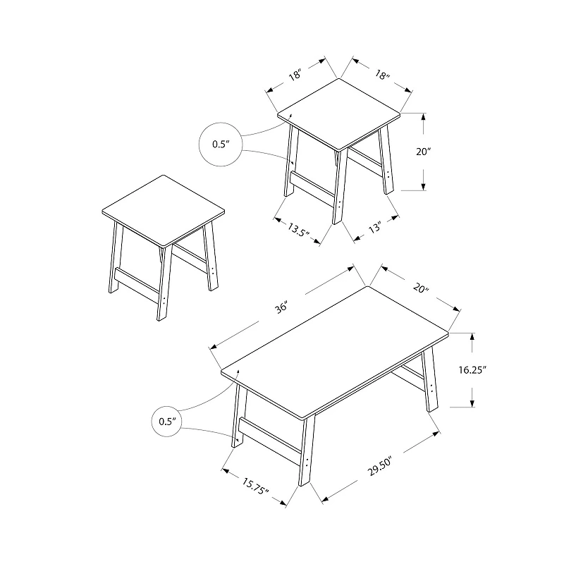 Monarch Transitional Coffee and End Table 3-piece Set