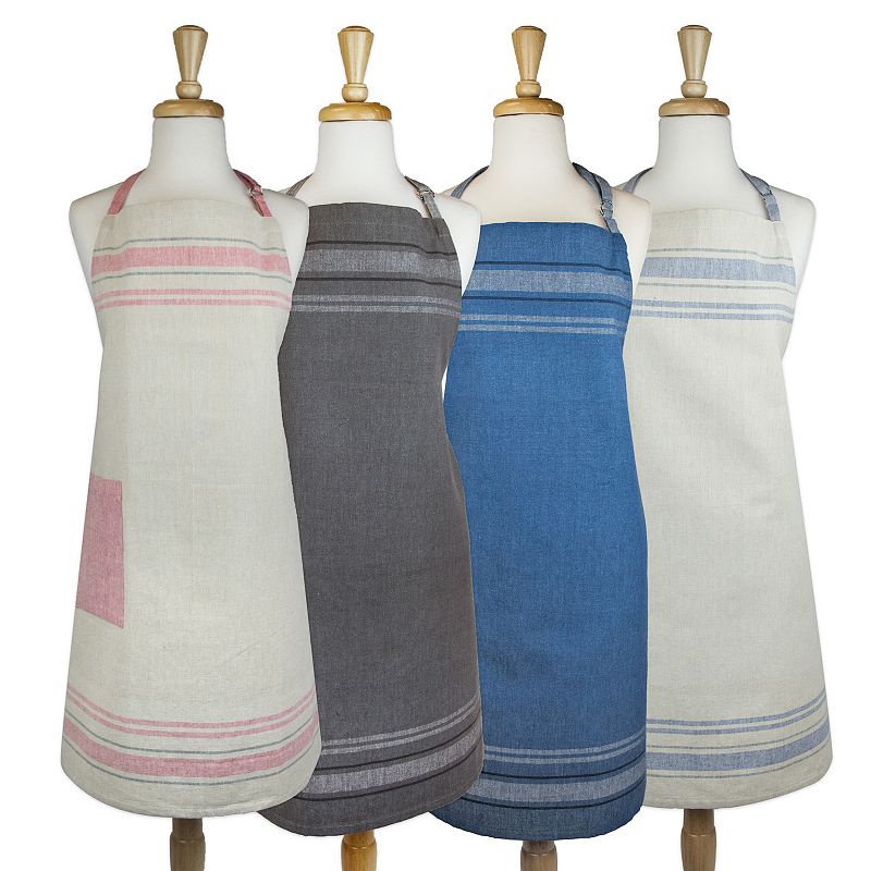 33 Gray and Blue Chambray French Stripe Chef's Apron with Adjustable Strap