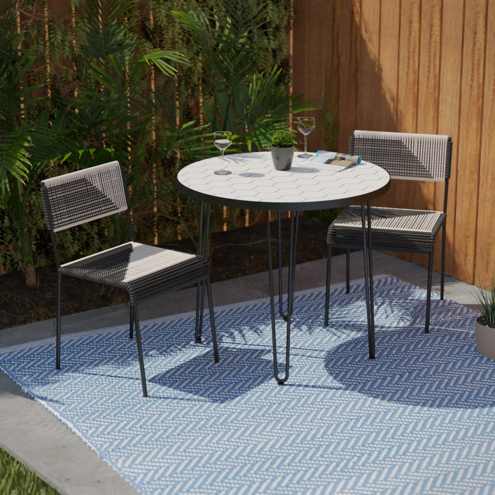 Batley Outdoor Dining Set 3 Piece   Midcentury   Outdoor Dining Sets   by HedgeApple  Houzz