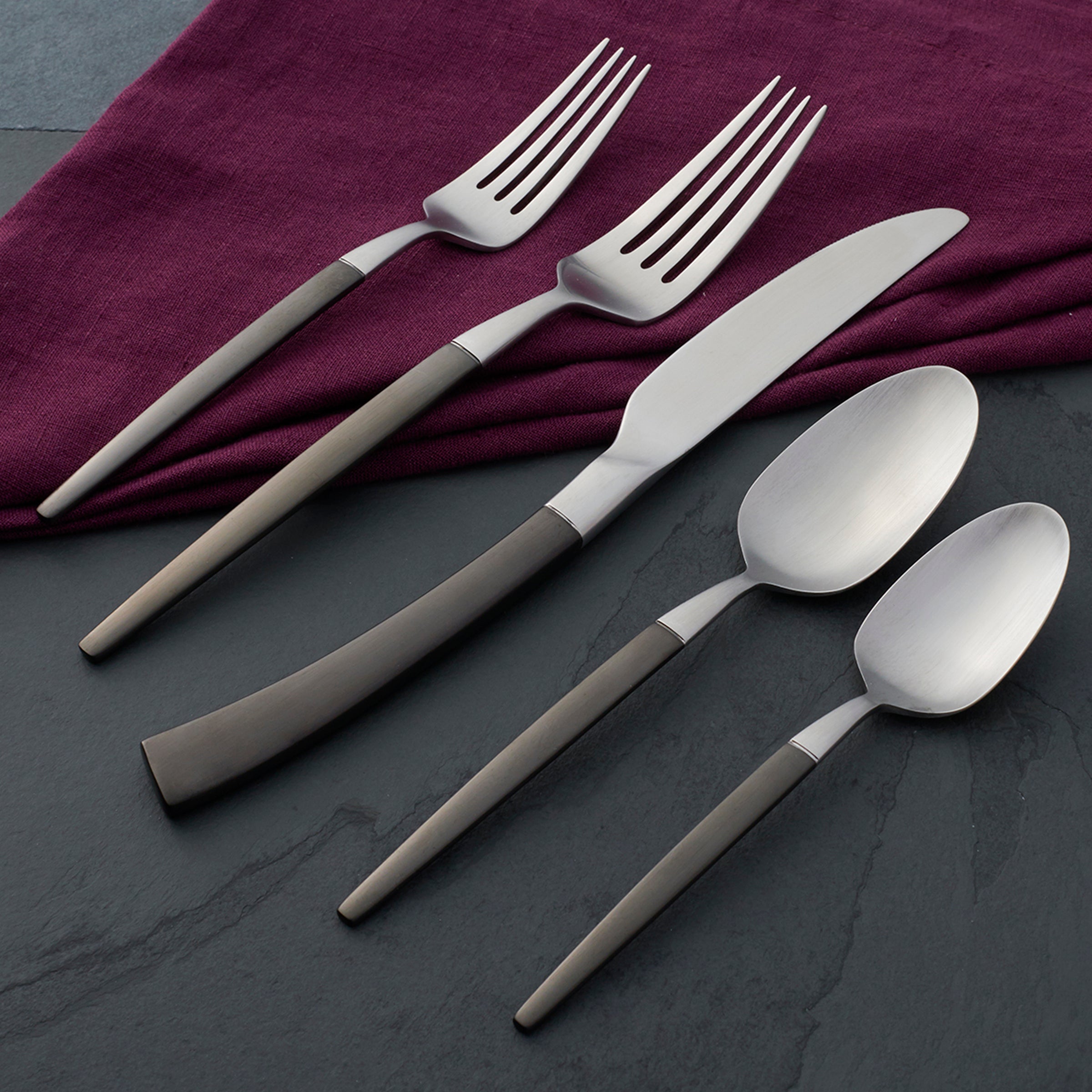 Adjacent Midnight 20 Piece Everyday Flatware Set