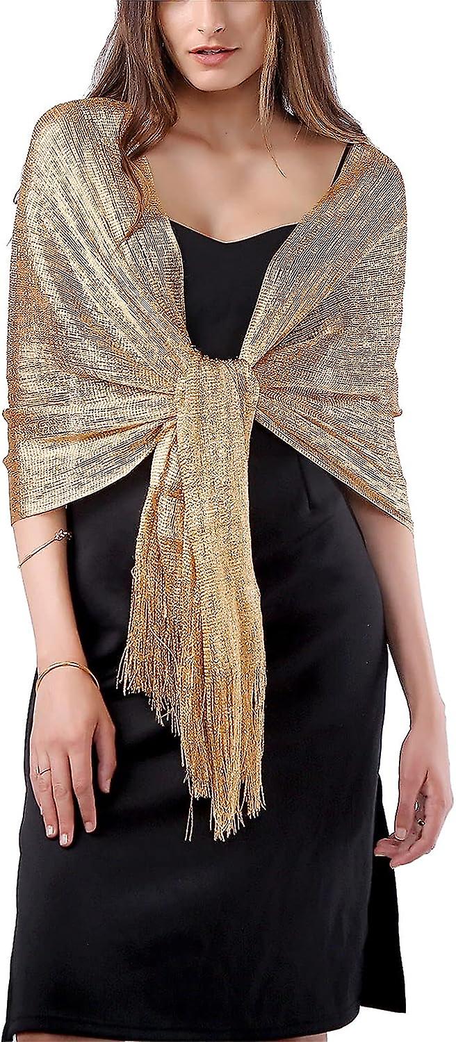 Women's Sparkle Shawls And Wraps For Party Dresses Gold