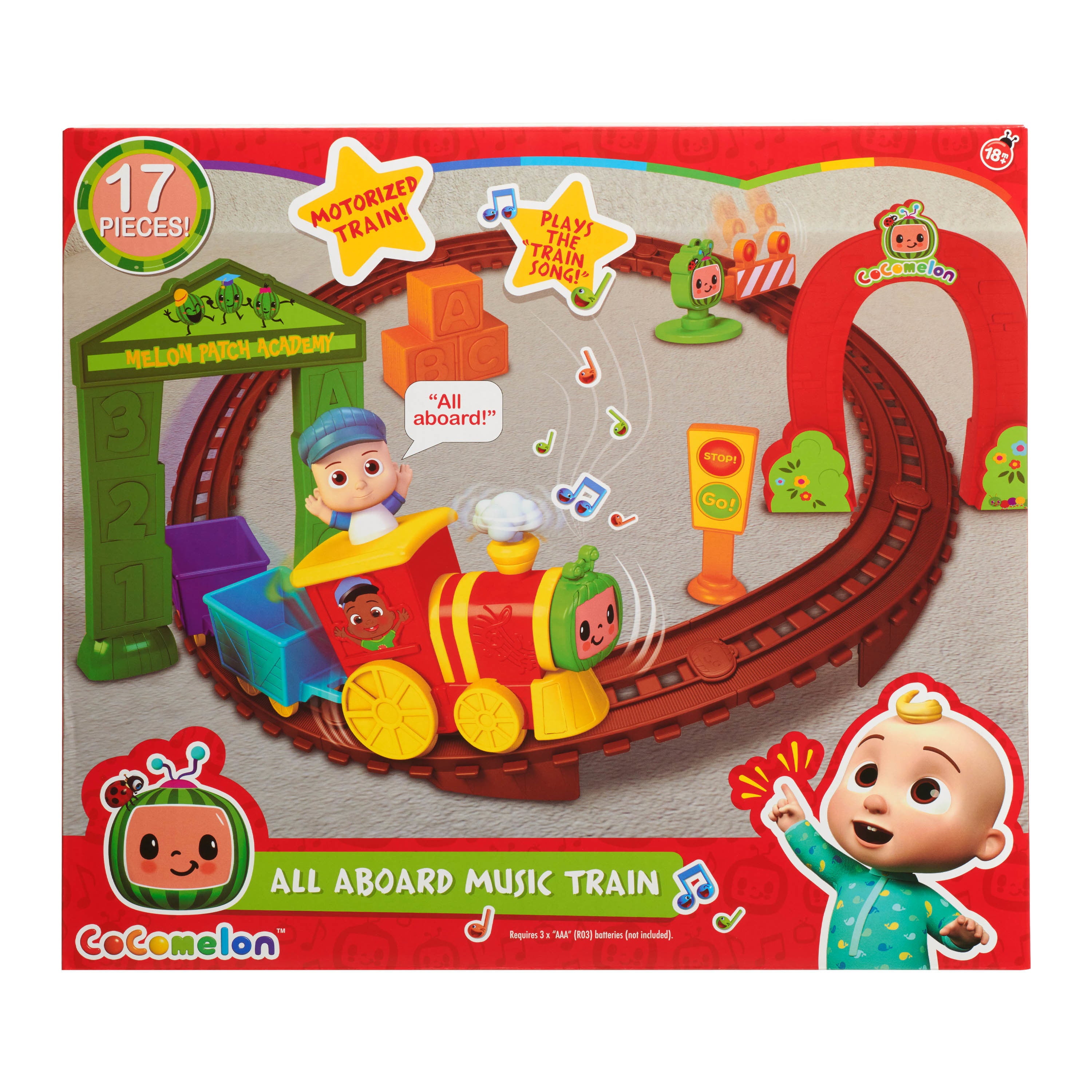 CoComelon All Aboard Music Train， Toy Figures and Playsets， Officially Licensed Kids Toys for Ages 18 Month， Gifts and Presents