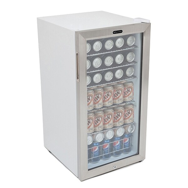 Whynter 120 Can 5 Shelf Lockable Compact Beverage Refrigerator， Stainless Steel - 57