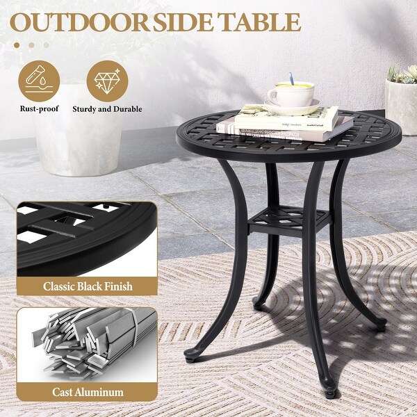 Outdoor Cast Aluminum Side Table Small Patio Coffee Table