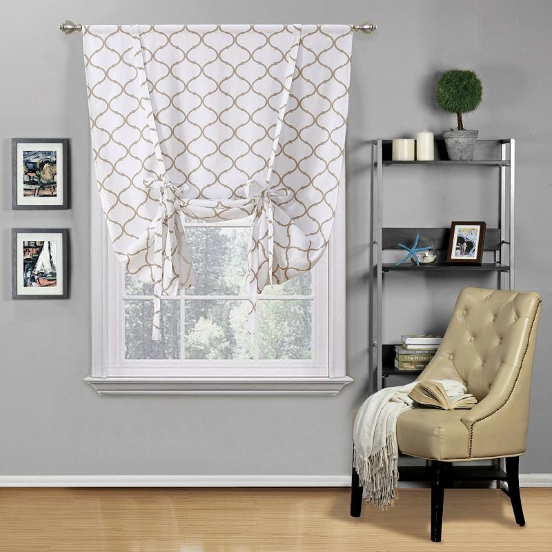 Kate Aurora Living Shabby Chic Trellis Quatrefoil Single Tie Up Window Curtain Shade