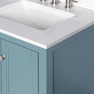 Home Decorators Collection Beverly 61 in. W x 22. D x 35. H Double Sink Vanity in Aegean Teal with Engineered Solid Surface Vanity Top 20303-VS61EC-AT