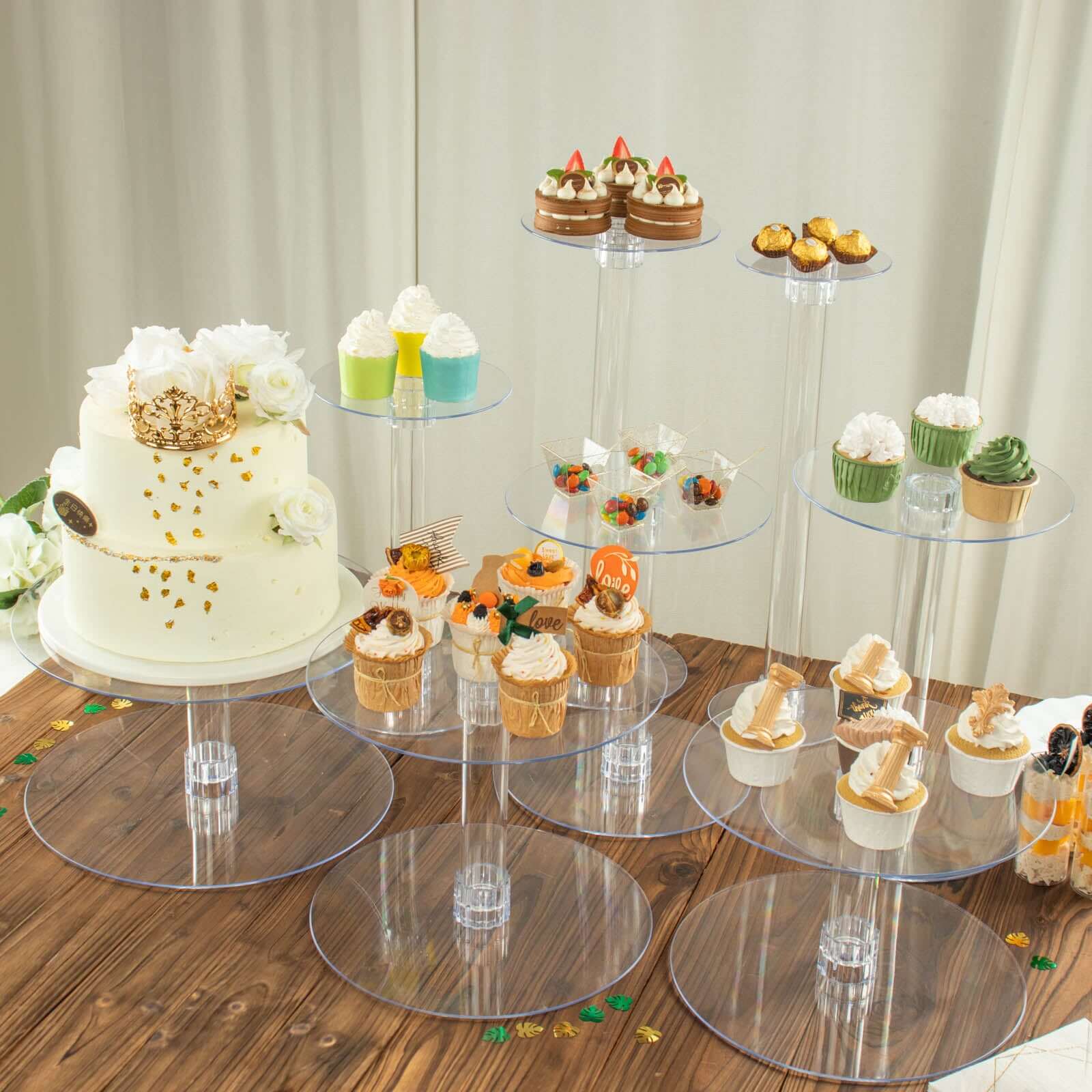 Clear Acrylic Cake Stand Set, Cupcake Holder Dessert Pedestals 8-Tier