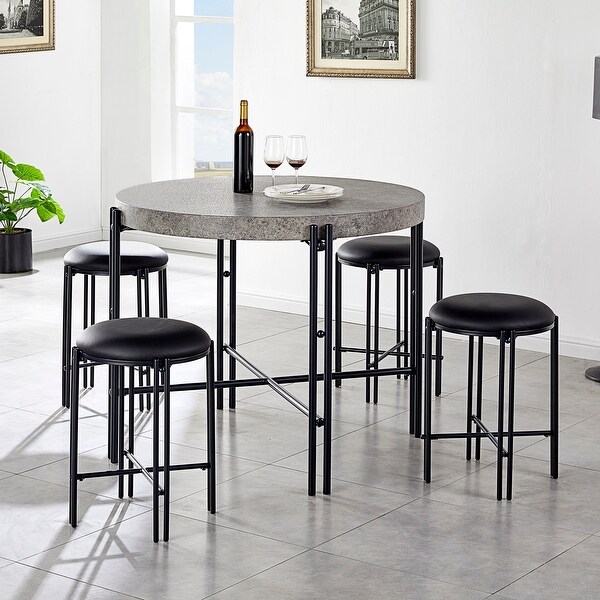 Carbon Loft Marco Backless Round Counter Stool - Set of 2