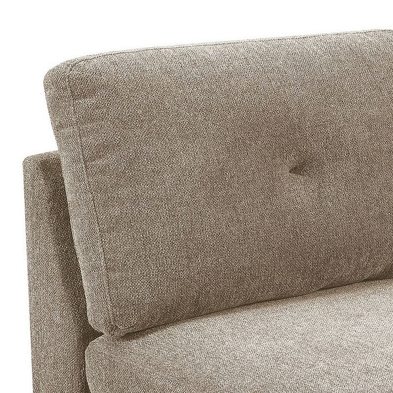 Fabric Armless Chair  with Tufted Back Pillow， Gray