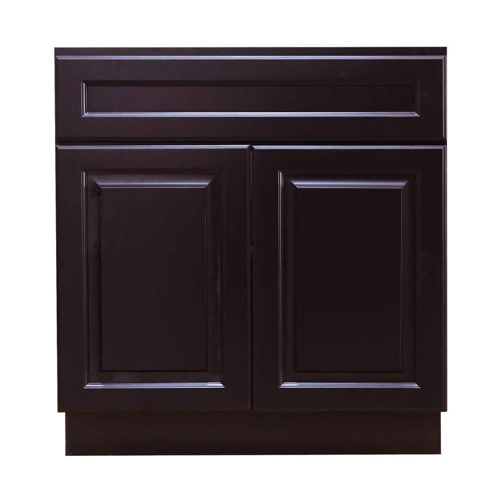 LIFEART CABINETRY 30 in W x 21 in D x 345 in H Ready to Assemble Vanity Cabinet with 2Doors in Dark Espresso