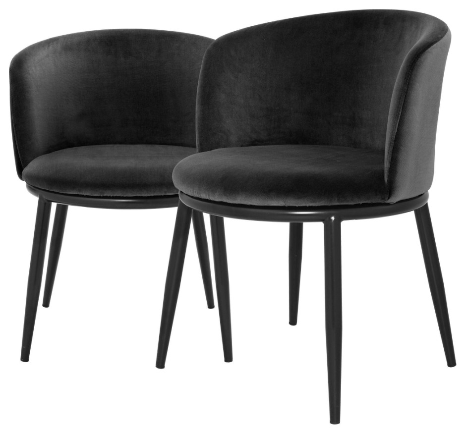 Black Dining Chair Set of 2  Eichholtz Filmore   Midcentury   Dining Chairs   by Oroa   Distinctive Furniture  Houzz