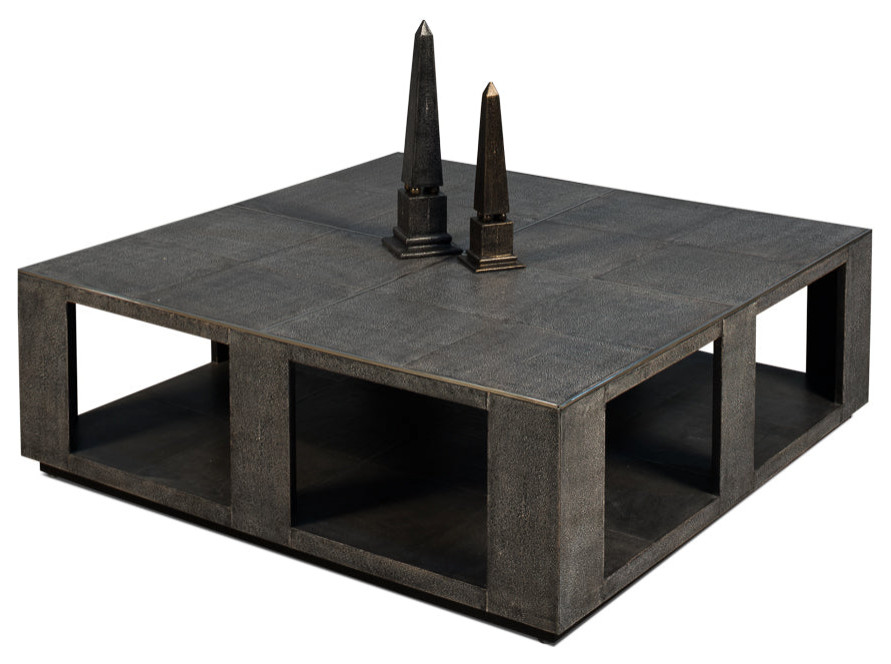 Partners Shagreen Leather Square Coffee Table   Contemporary   Coffee Tables   by Sideboards and Things  Houzz