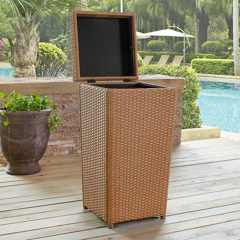 Crosley Furniture Palm Harbor Patio Wicker Trash Can