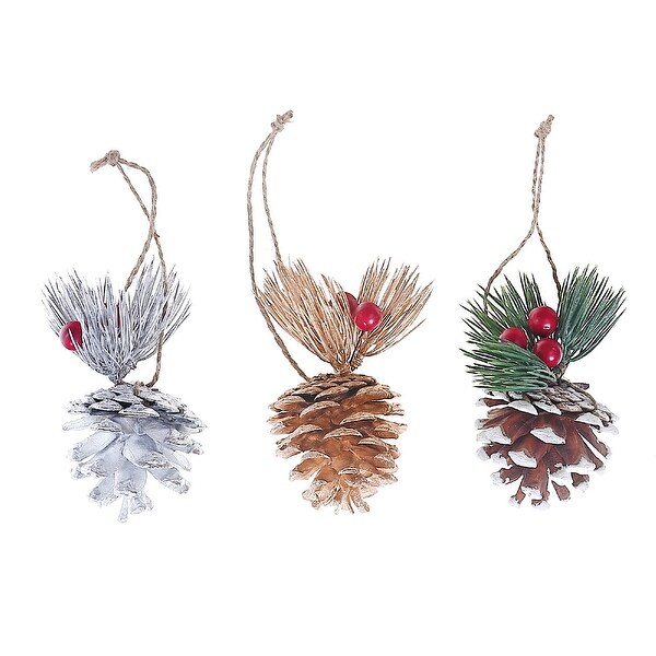 Christmas Pinecone With Berries Ornament