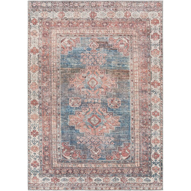 Agalia Machine Washable Oriental Charcoal/Gray Area Rug