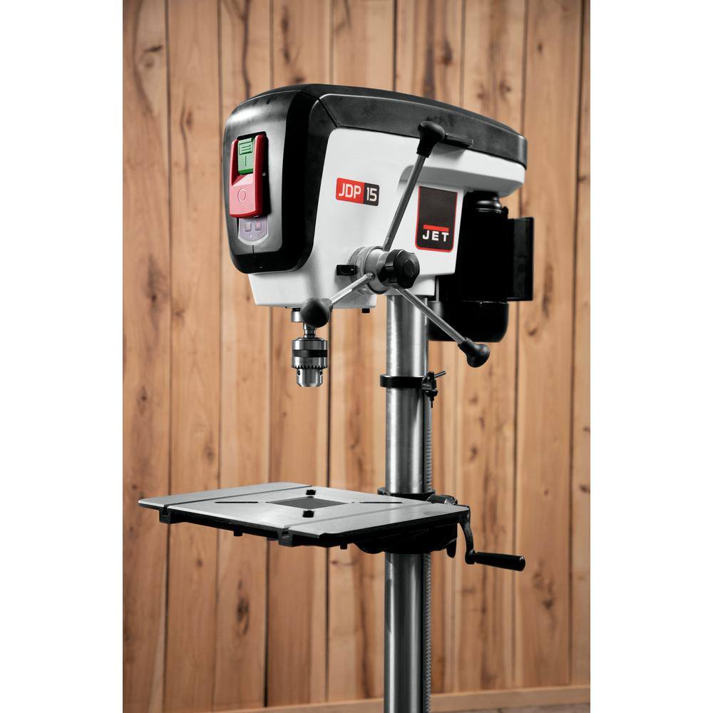 Jet 34 HP 15 in. Floor Standing Drill Press with LED worklight 16-Speed 115-Volt JDP-15F 716250