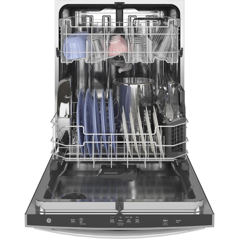 GE 24 in. Built-In Top Control Slate Dishwasher wStainless Steel Tub Bottle Jets 46 dBA GDT665SMNES