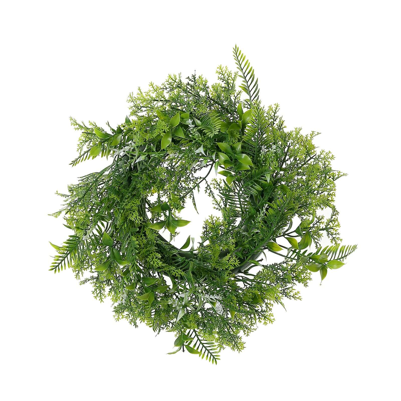 2 Pack Green Artificial Fern Leaf Mix Pillar Candle Ring Wreaths 4