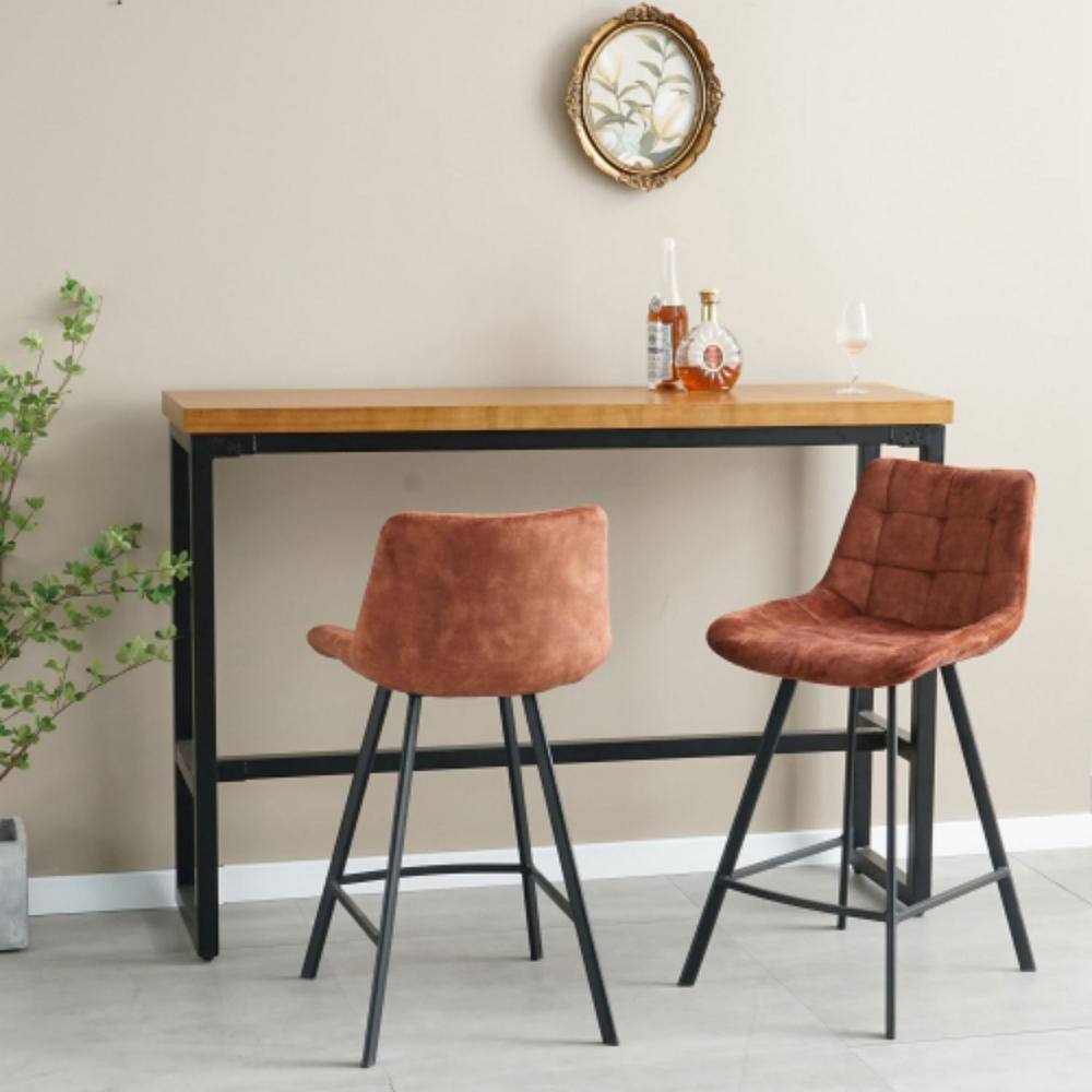 37.6 in. Brown Nordic Metal Bar Stool with Fabric Seat Counter Stool (Set of 2) LM-W21051986