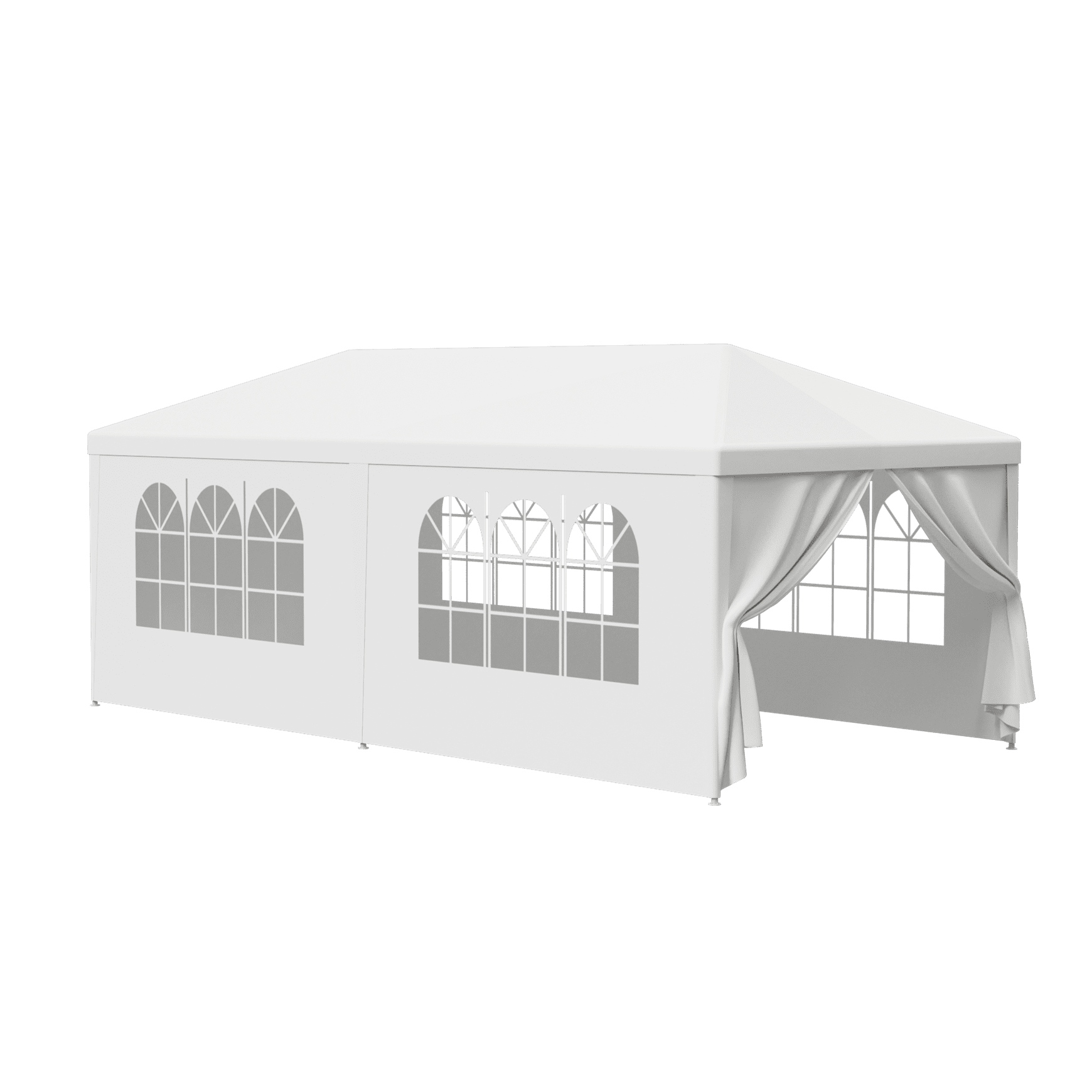 ZENY Outdoor Wedding Party Tent Gazebo Canopy White 4 Walls W/Windows + 2 Solid Walls 10 x 20'