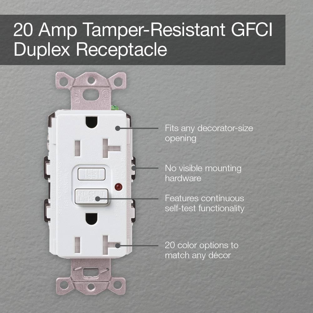 Lutron Claro 20-Amp Tamper Resistant Duplex Receptacle Architectural White (SCR-20-GFST-RW) SCR-20-GFST-RW