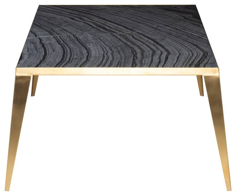 Caruso Coffee Table black marble top brushed gold   Midcentury   Coffee Tables   by Virgil Stanis Design  Houzz