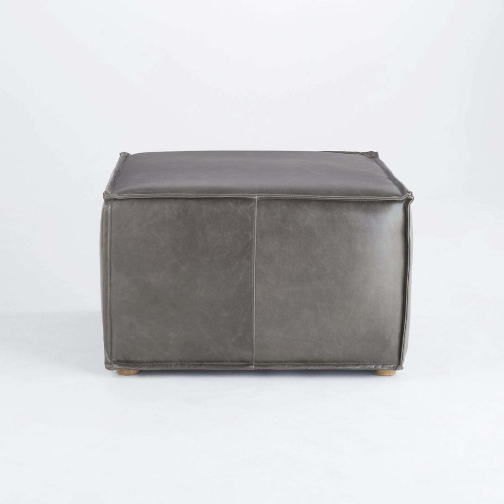 Lusso Ottoman or Stool  Grey   Transitional   Footstools And Ottomans   by Lighting New York  Houzz