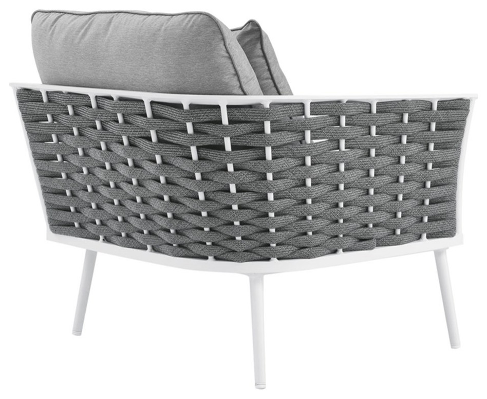 Modway Stance Modern Fabric  ampAluminum Outdoor Left Facing Armchair in Gray   Midcentury   Outdoor Lounge Chairs   by GwG Outlet  Houzz