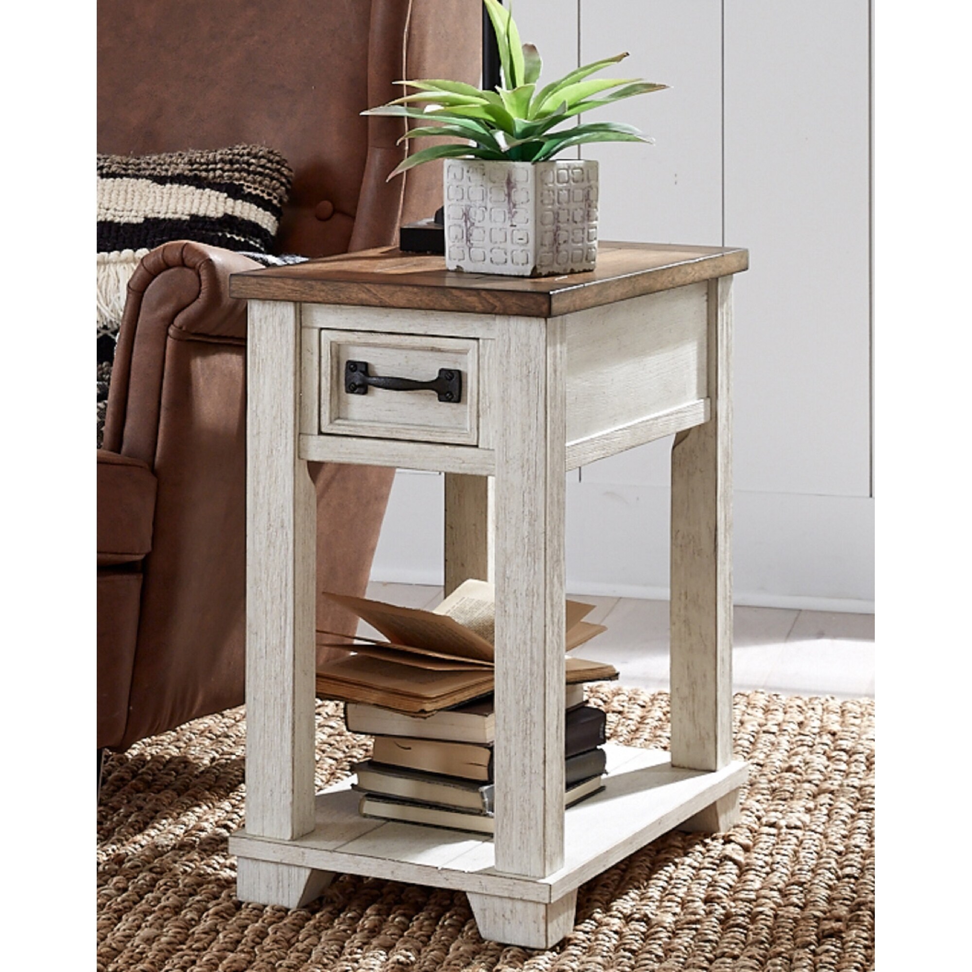 Wood Two-tone Chairside End Table