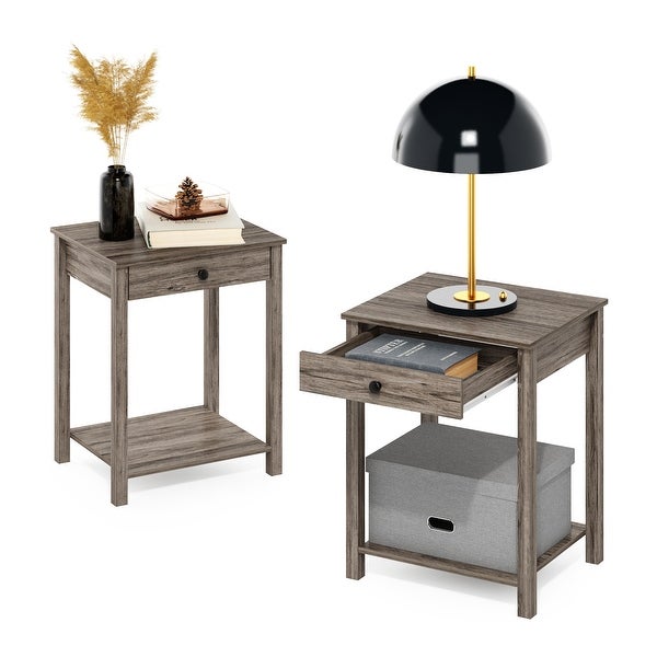 Furinno Classic Side Table with Drawer