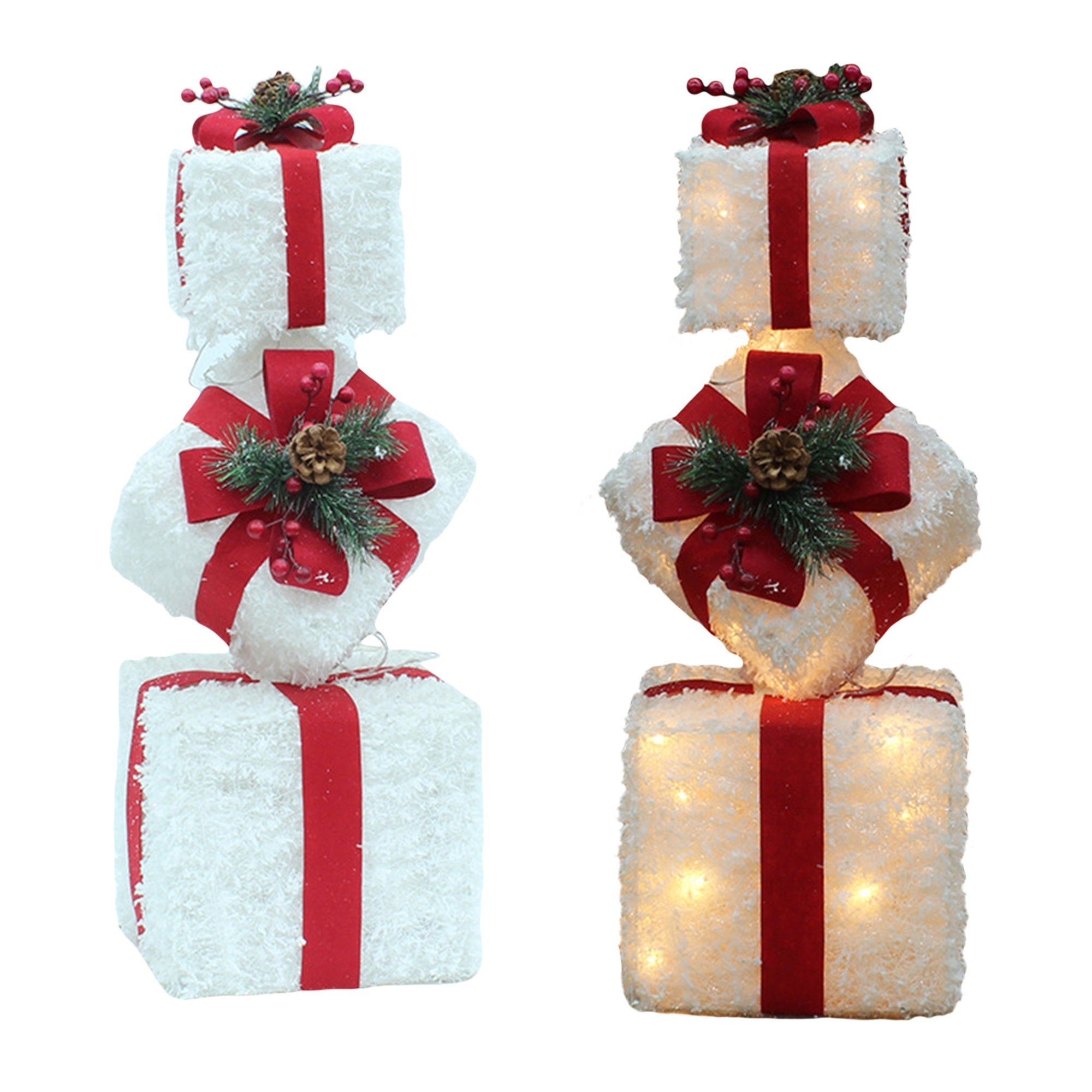 3pcs Christmas Lighted Gift Boxes Battery Powered Home Holiday Art Decor for Indoor Outdoor