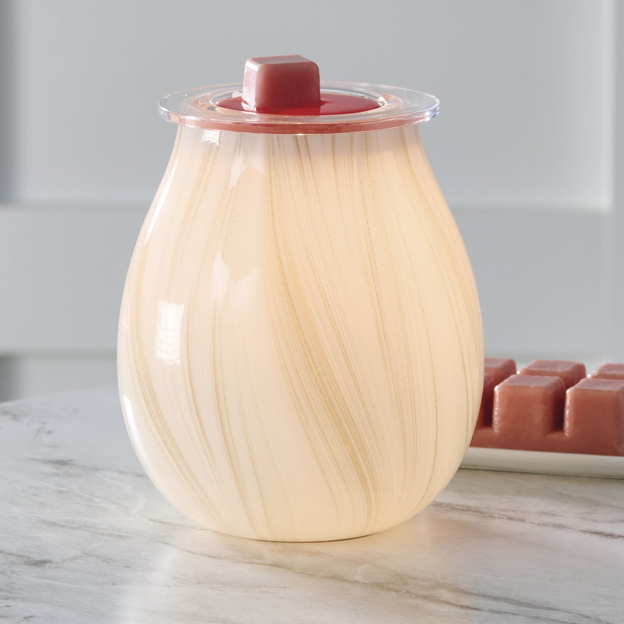 Better Homes and Gardens Full Size Art Glass Fragrance Warmer， Gold Swirl