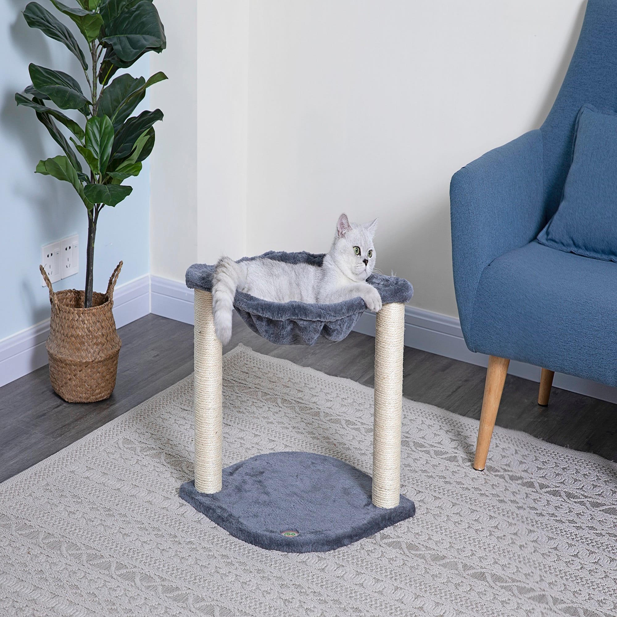 Go Pet Club Gray Cat Tree House with Sisal Scratching Post F104， 18