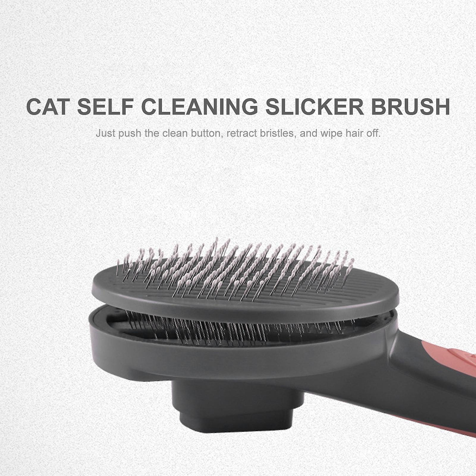 Cat Self Cleaning Slicker Brush Dog Brush Pets Push Hair Comb Pet Grooming Tool Stainless Steel Pins For Shedding And Grooming Multicolor I11pro 5.8in