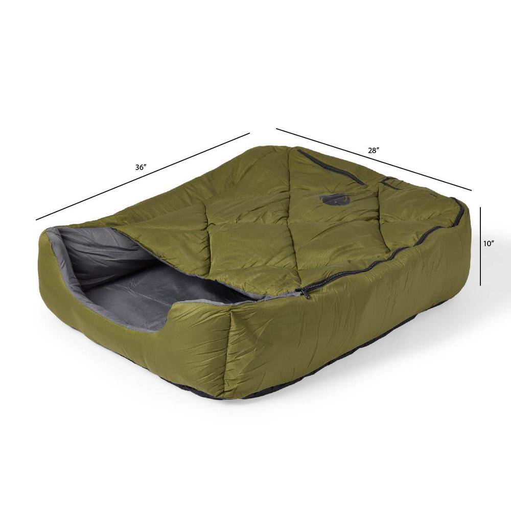 OmniCore Designs 36 in. x 28 in. x 10 in. Pet Sleeping Bag with Zippered Cover and Insulation Use as Pet Beds or Pet Mats MDGreen 850008244209