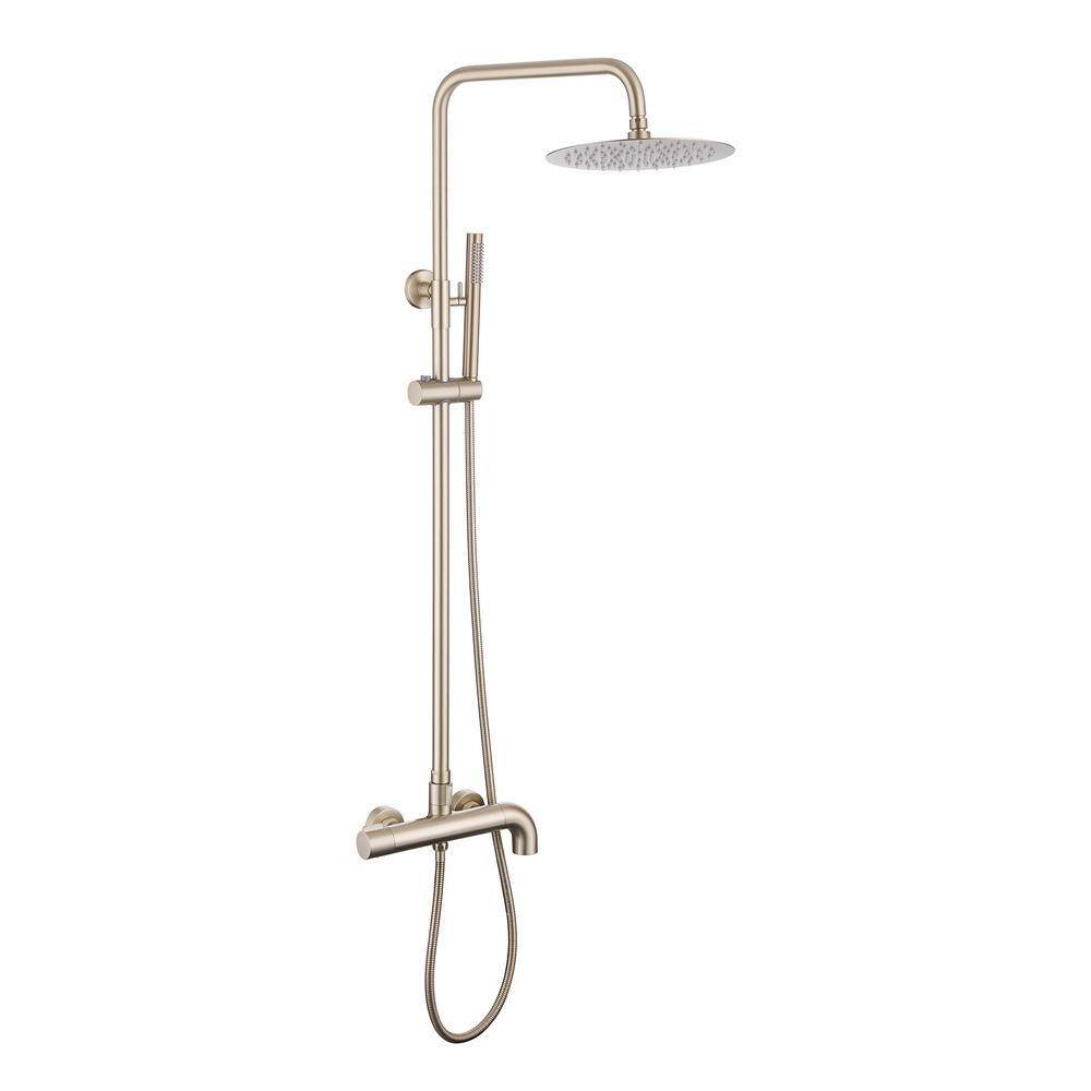 Tomfaucet 3-Spray Tub and Shower Faucet with Hand Shower in Brushed Gold (Valve Included) TFK0153BG