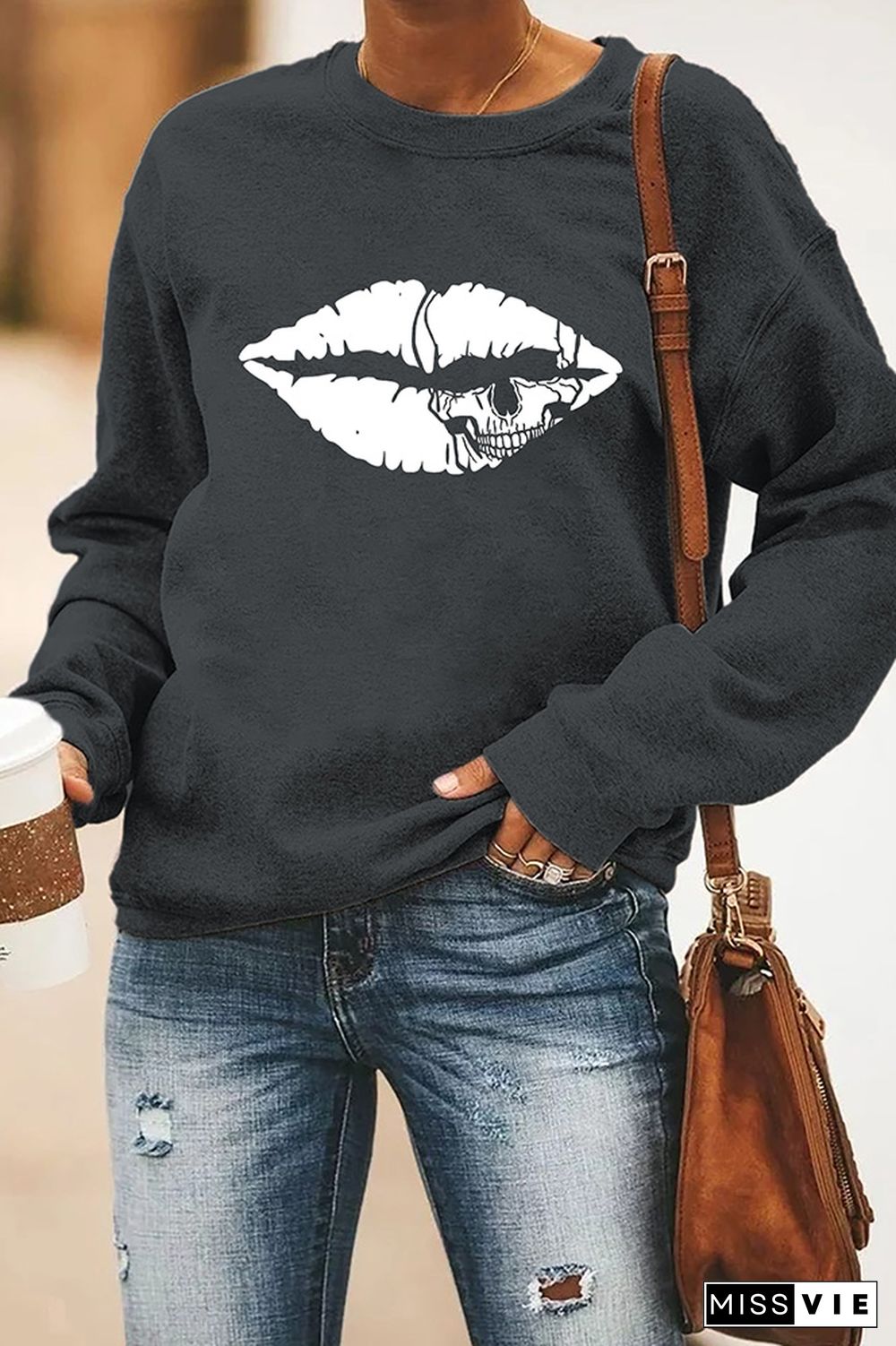 Skull Lips Halloween Long Sleeve Sweatshirts