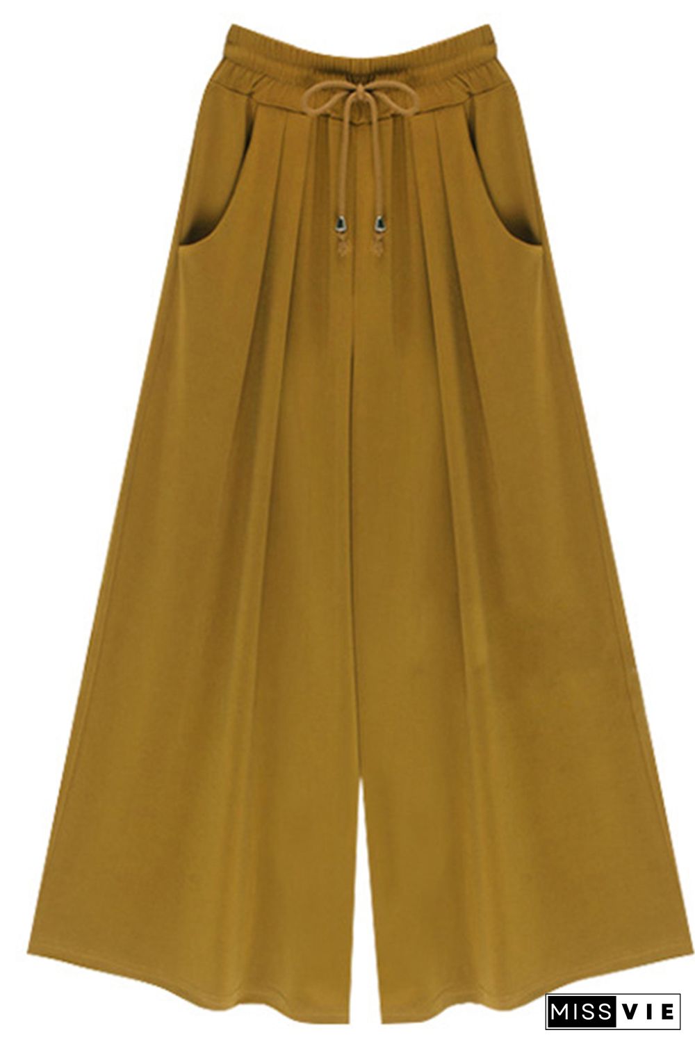 Plus Size Plain Pocket Wide Leg Pants Wholesale