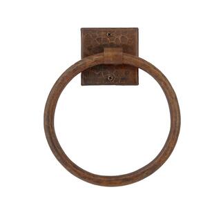 Premier Copper Products 7 in. Hand Hammered Copper Towel Ring in Oil Rubbed Bronze TR7DB