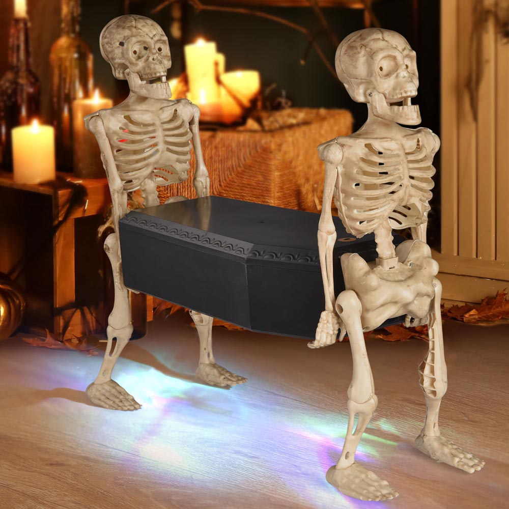 Yescom Animated Skeleton Carrying Coffin Sound Activated with Light