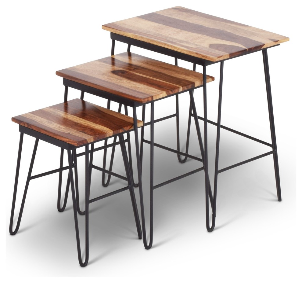 Tristan 3 Piece Nesting Tables Set   Industrial   Coffee Table Sets   by HedgeApple  Houzz