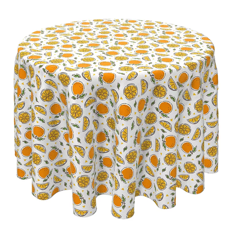 Round Tablecloth， 100% Cotton， 60 Round， Juicy Tangerines